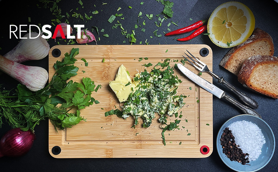 Набір дерев'яних обробних дощок REDSALT® з бамбука (3 шт.) | Антибактеріальні, з глибокою канавкою для соку, розміри 38x26, 32x22, 26x18 см | Сертифіковані FSC, преміум-якість
