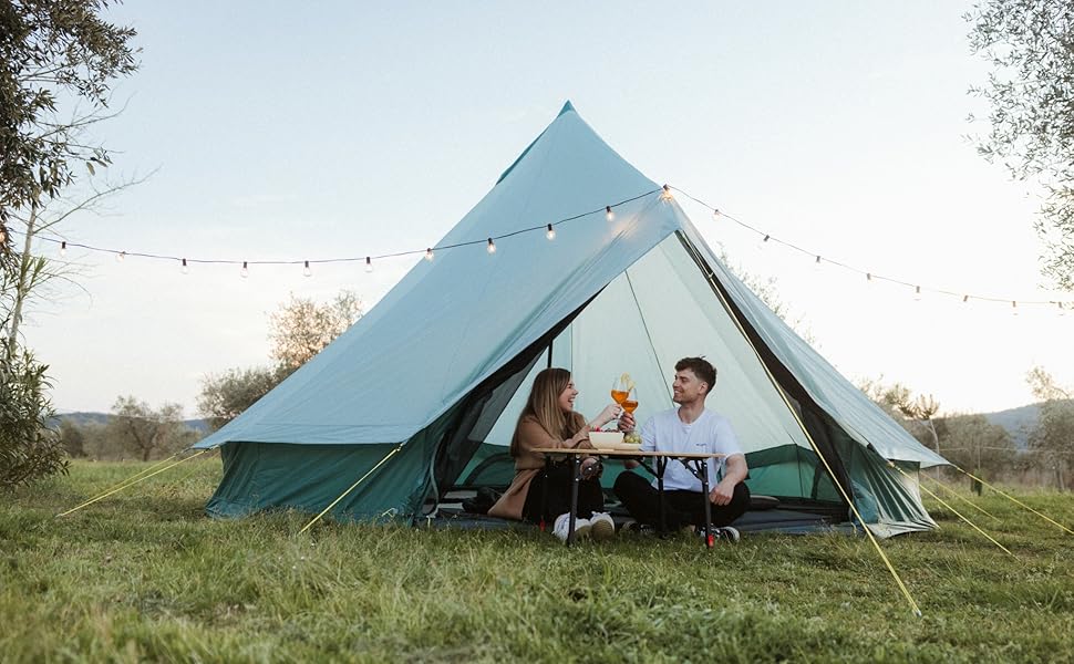 Намет Bell Tipi JUSTCAMP для сімей та груп 8 осіб, сірий - водонепроникний (3000 мм), висока стеля