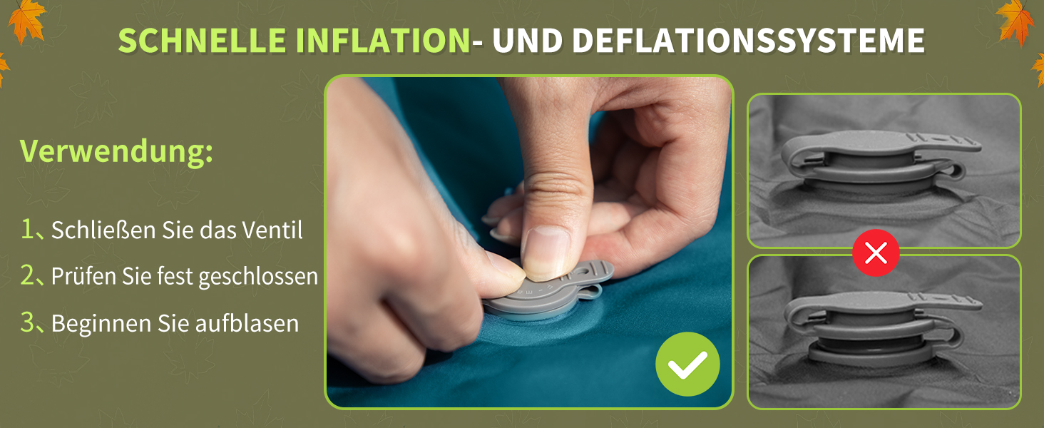 Кемпінговий надувний килимок Yuzonc з вбудованим насосом та подушкою, компактний легкий матрац для походу та пляжу (Темно-зелений)