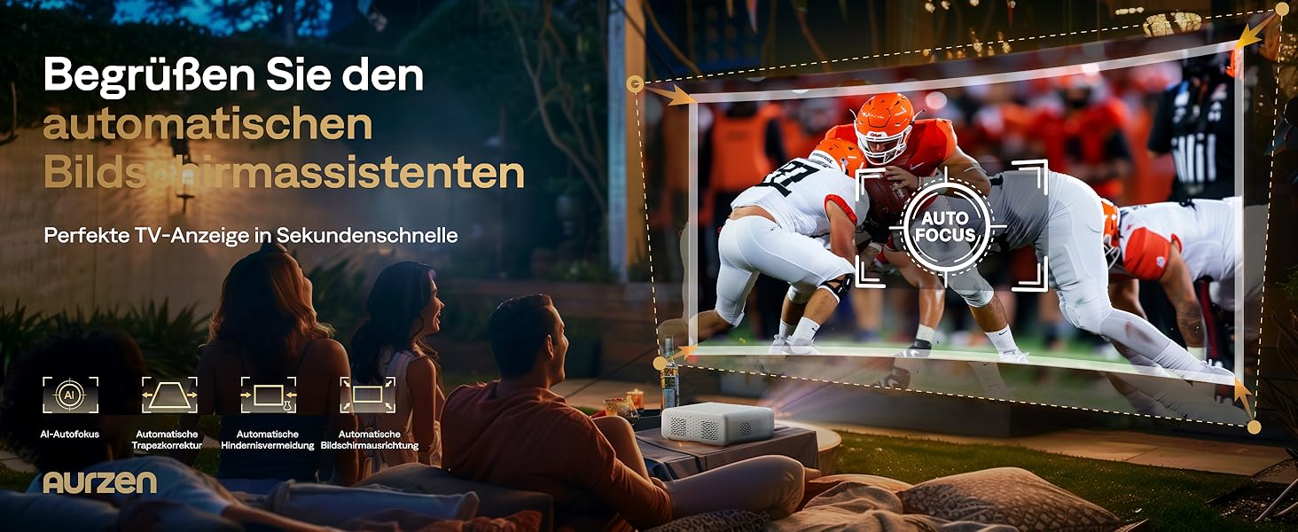 Aurzen Eazze D1 Smart Beamer: 4K проєктор для домашнього кіно з підтримкою 4K, Full HD 1080P, Netflix, Dolby Audio, автофокусом, корекцією трапеції, Wi-Fi, Bluetooth, білий