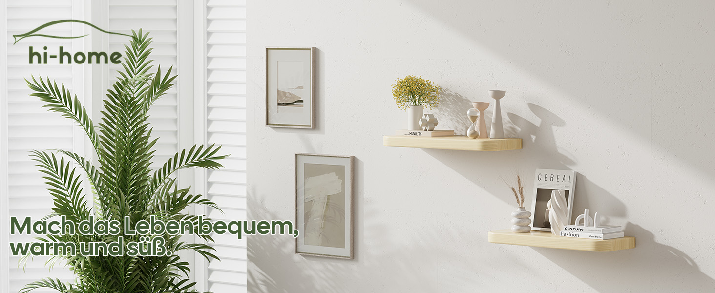 Плаваючі полиці Wandregal з дерева, набір 2 шт., коричневі - настінні полиці без кріплень для вітальні, спальні, кухні, для книг та декору