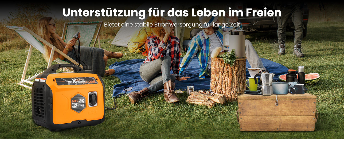 Інверторний генератор maXpeedingrods 2000W: бензиновий, 4-тактний, з USB та 230V, цифровий дисплей, компактний для кемпінгу та подорожей