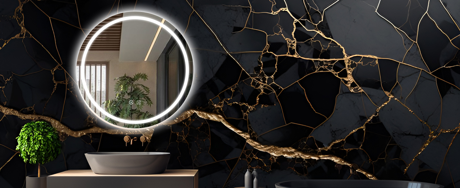 LED дзеркало для ванної кімнати 60x80 см з підсвічуванням, 3 кольори, регулювання яскравості, протитуманне покриття, сенсорне управління