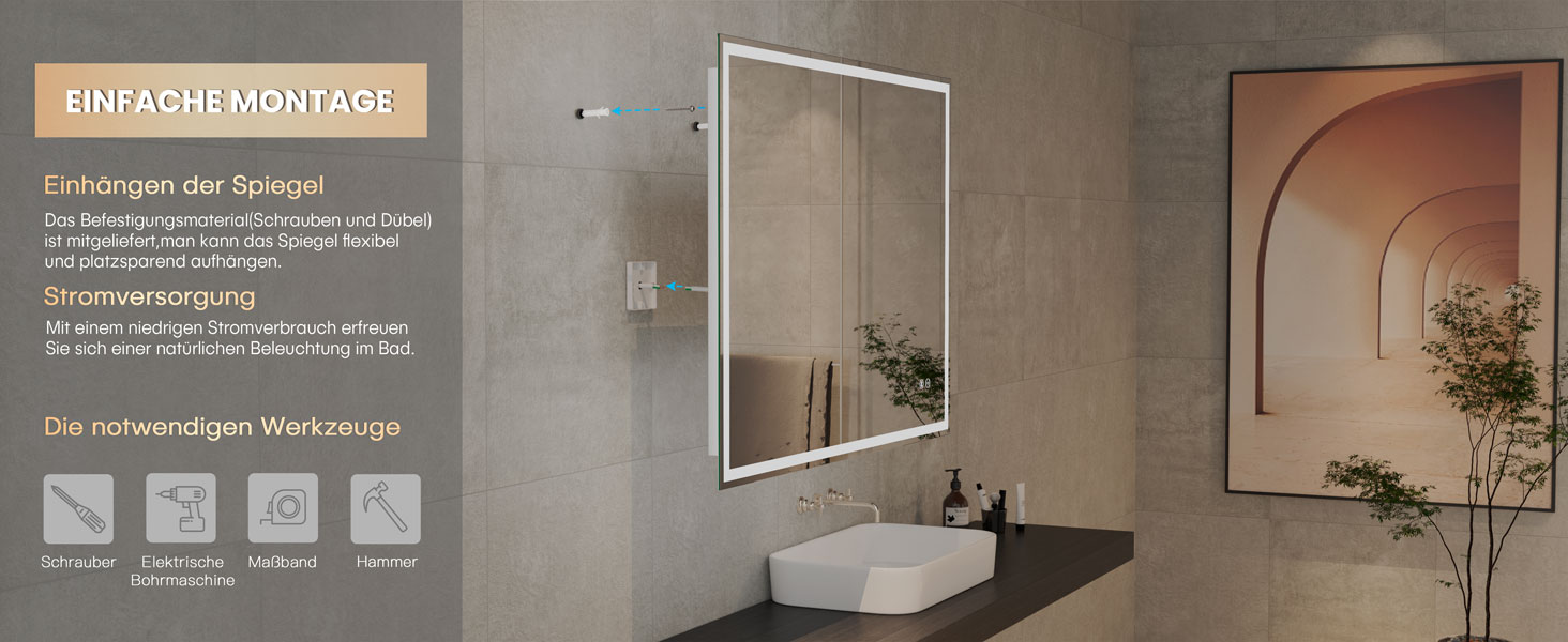 Дзеркало для ванної кімнати Dripex з LED-підсвічуванням 50x70 см (60x80 см) з Bluetooth, розеткою та протитуманним покриттям