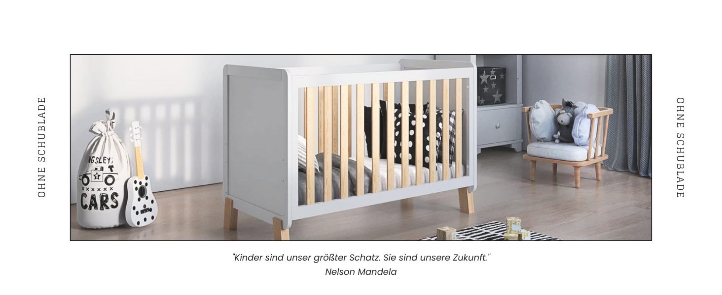Дитяче ліжко-приліжкове Love For Sleep 120x60 з матрацом з піною Aloe Vera сірого кольору, дуб Francis. Ліжко для новонароджених, збірна конструкція, збірка за 5 хвилин.