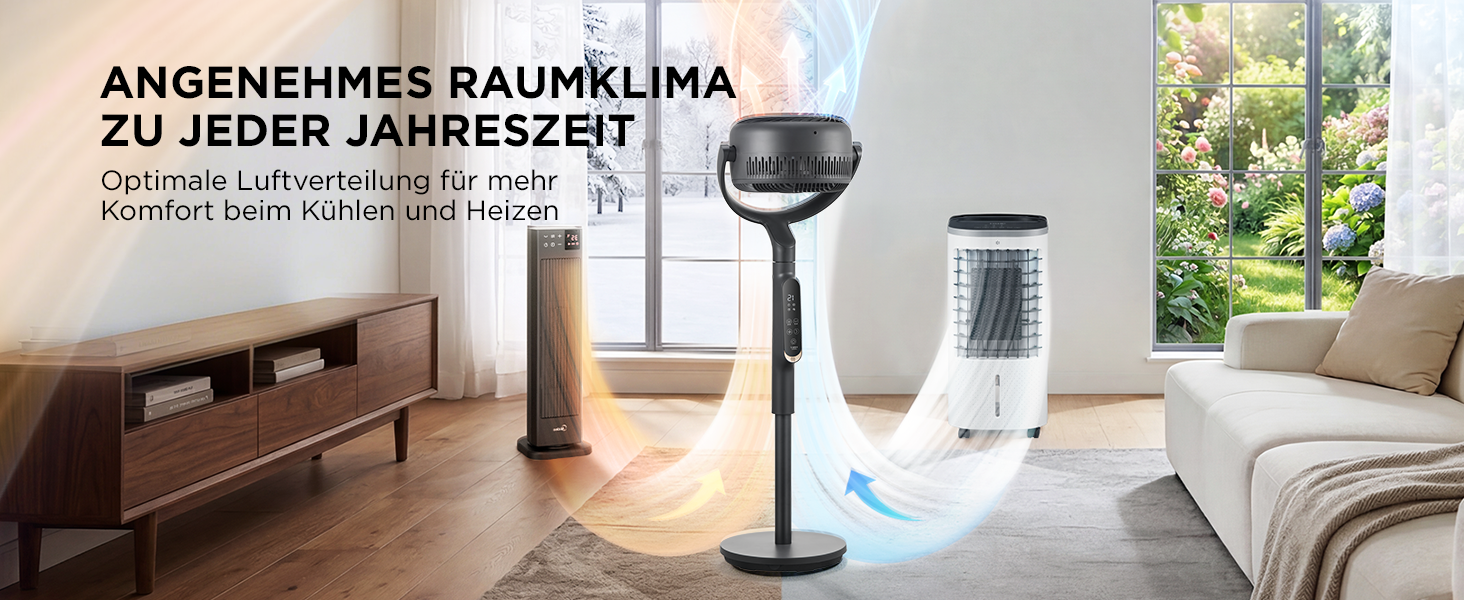 Вентилятор підлоговий Midea FS40-23MR з пультом, 3 швидкості, телескопічна висота, поворот 90°, чорний