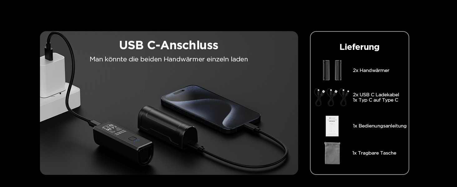 Електричний грілка для рук MyCARBON 10000 mAh USB-C, 9 годин роботи, 3 режими, багаторазовий, для жінок та чоловіків, подарунок для кемпінгу, туризму, гольфу