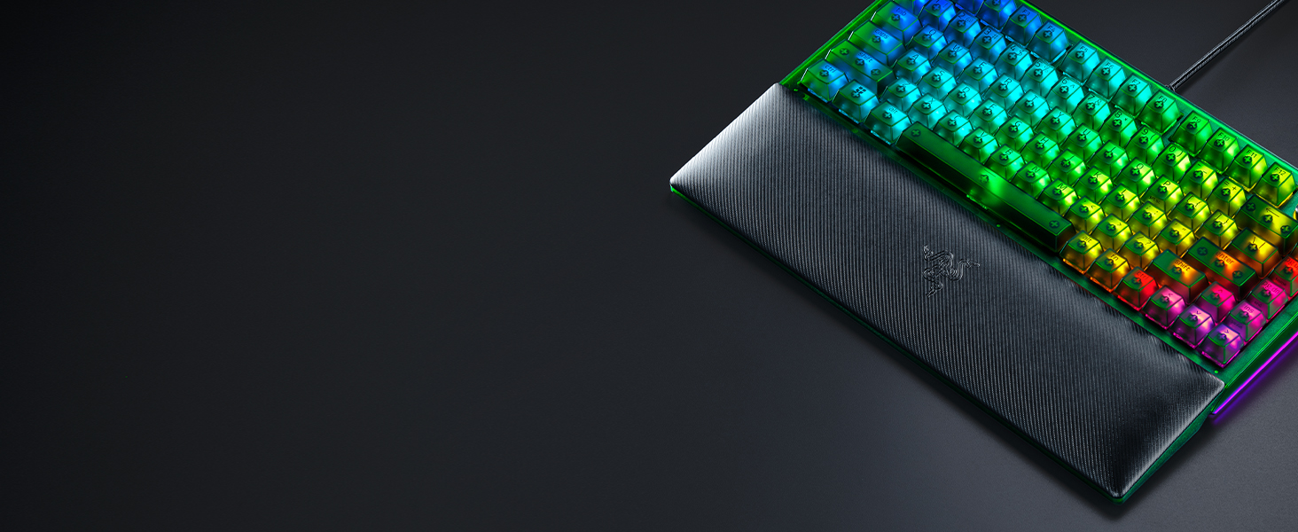 Механічна ігрова клавіатура Razer BlackWidow V4 75% з RGB підсвічуванням та Hot-swap - Оранжеві тактильні перемикачі, US Layout, Phantom Green Edition