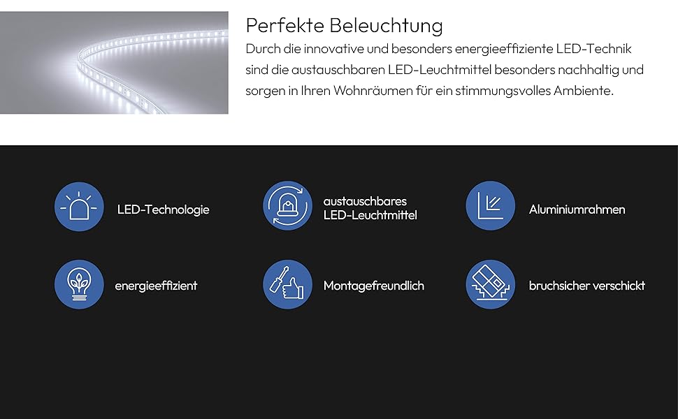 Дзеркало для ванної кімнати Talos Horizon LED 50x70 см з підсвічуванням, нейтрально-білим світлом та алюмінієвою рамою