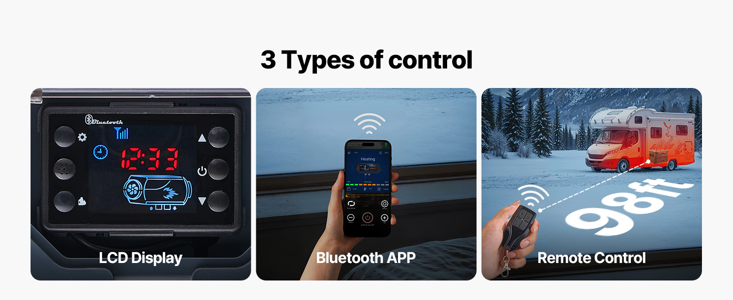 Дизельний опалювач VEVOR 8 кВт, 12/24V, портативний, з Bluetooth, пультом ДУ та LCD, 5л бак, для вантажівок та автодому