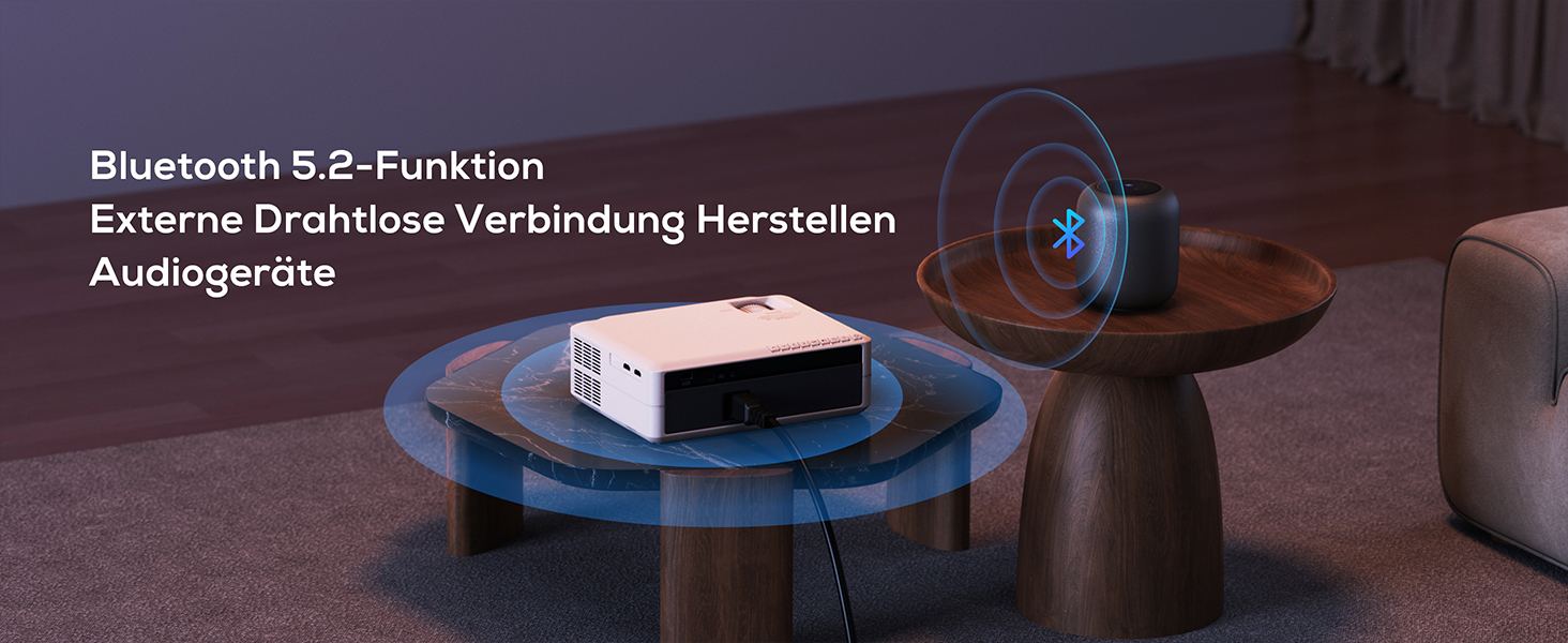 Проектор AKIYO O8 WiFi Full HD 1080P: портативний відеопроектор для дому та на вулицю, сумісний з iOS/Android/PC/USB