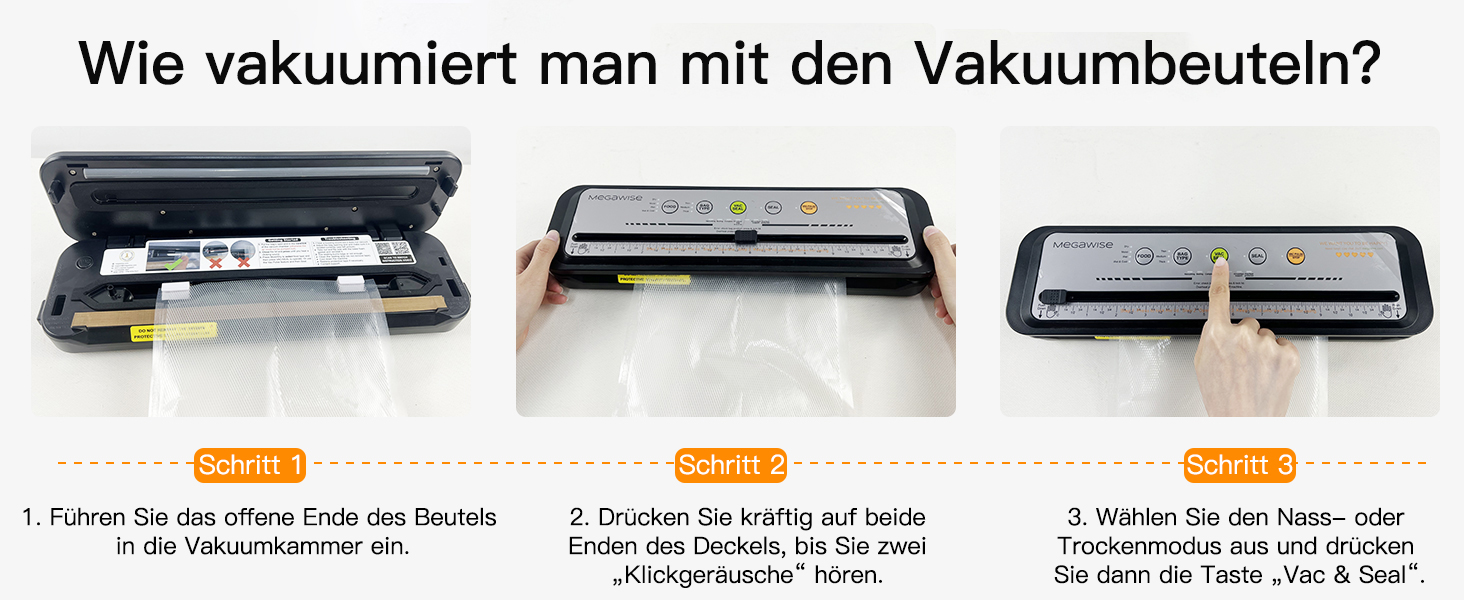 Вакууматор MegaWise — потужний компактний вакуумний пакувальник для продуктів з автоматичним режимом One-Touch, сріблястий