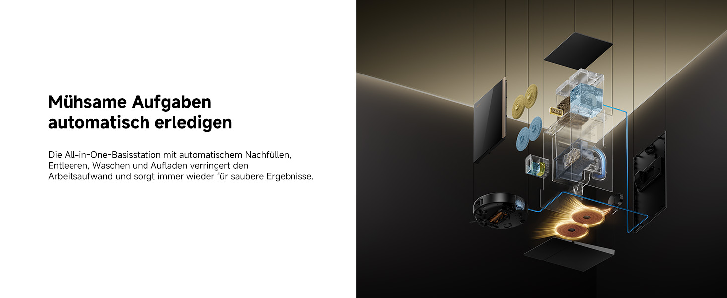 Робот-пилосос Mova V50 Ultra Complete з функцією миття, 24000 Па, подолання перешкод 6 см, навігація Liftable+RGB AI+LED, 80°C гаряча вода, 63°C самостійне сушіння, DuoSolution System, щітка Tricut (Mobius 60)