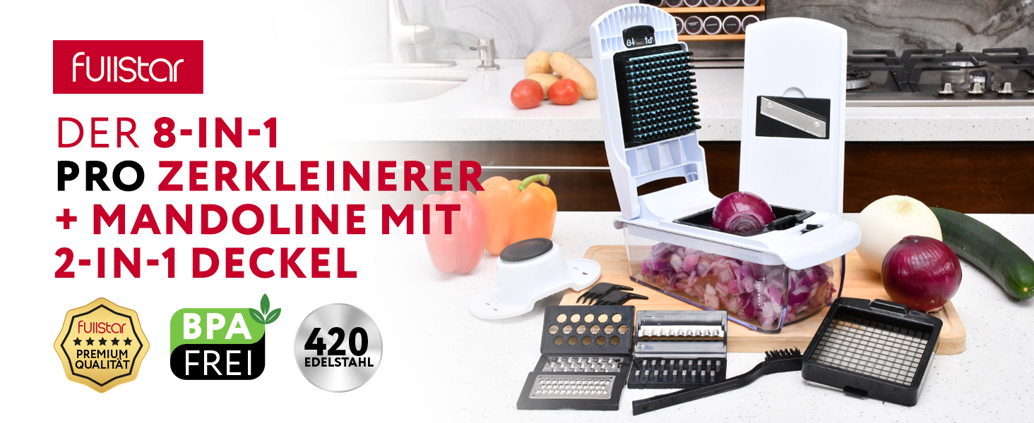 Многофункціональний овочевий слайсер-терка Mandoline 10-в-1 (білий) - для овочів, фруктів, сиру, цибулі, картоплі, огірків, жульєни