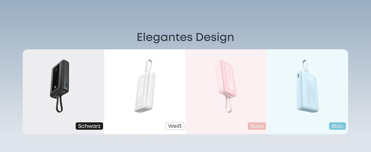 Powerbank Anker Zolo (2025 Upgrade) 20000mAh 30W з USB-C кабелем. Підходить для iPhone, Galaxy та інших пристроїв. Білий