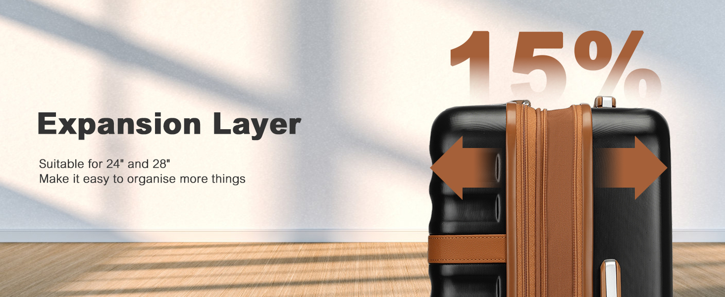 Чемодан-валіза KONO Mittelgroß (середній) з ABS+PC, 4 колеса, TSA-замок (чорний/коричневий, L, 65 см)