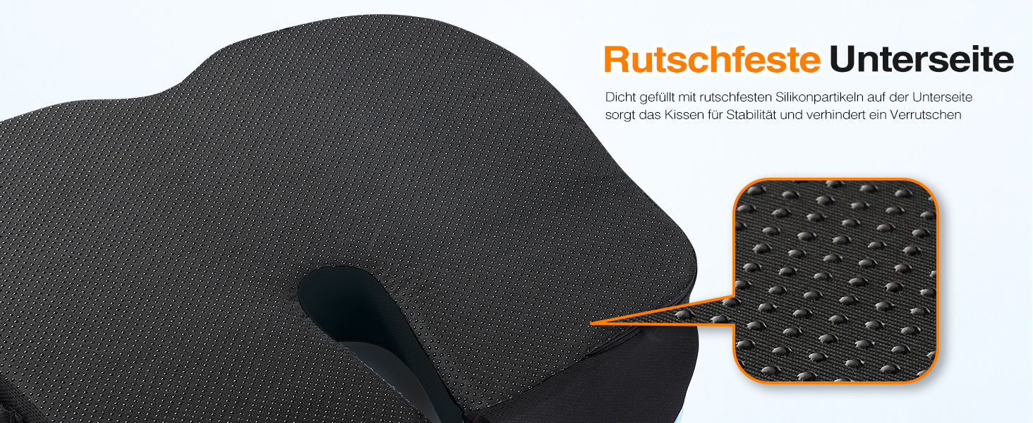 Ергономічна подушка для сидіння з Memory Foam для офісного крісла та авто, подушка для офісу, авто та дому, знімний чохол, протиковзаюча поверхня, розмір M (60–85 кг) (L-Extra Fest (110–140 кг))