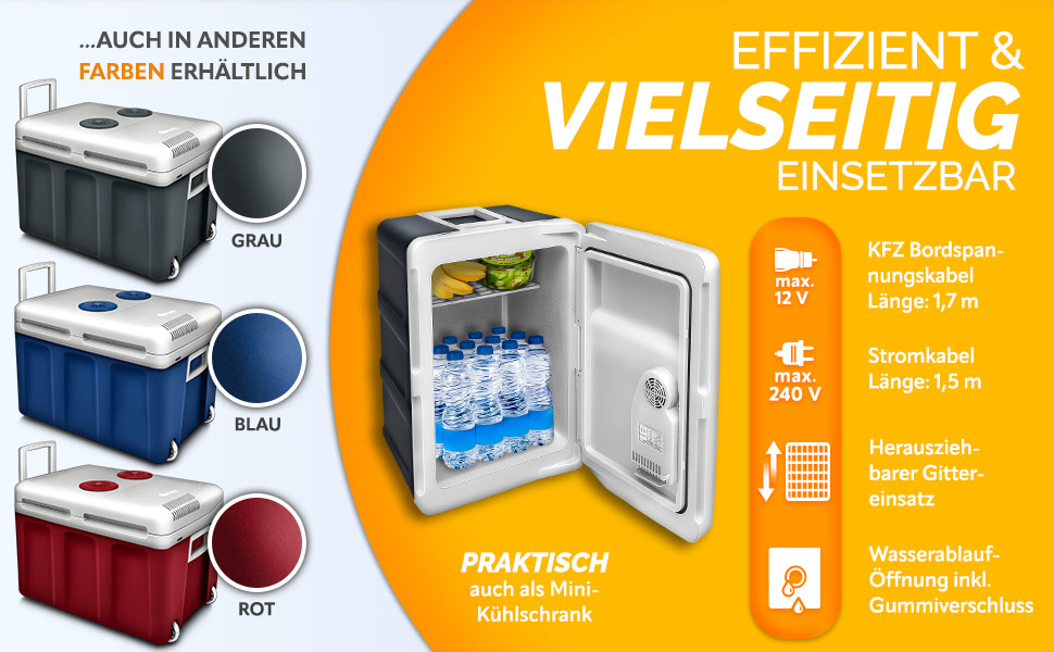 Автомобільний холодильник/термобокс Tillvex електричний 40л на колесах (230V/12V) - охолодження та підігрів, ECO-режим, антрацит