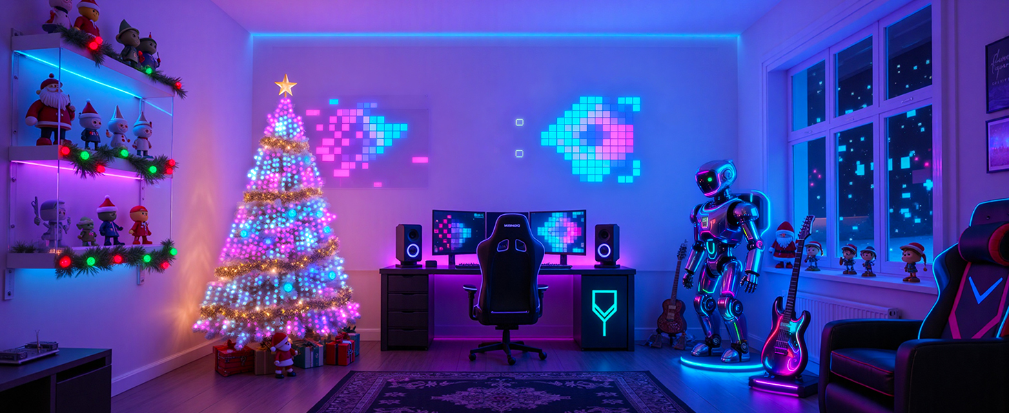 Розумна світлодіодна гірлянда YAYZA! для ялинки 20м, 200 LED RGB (16 млн кольорів), керування через App та пульт, водонепроникна IP44 для дому та вулиці