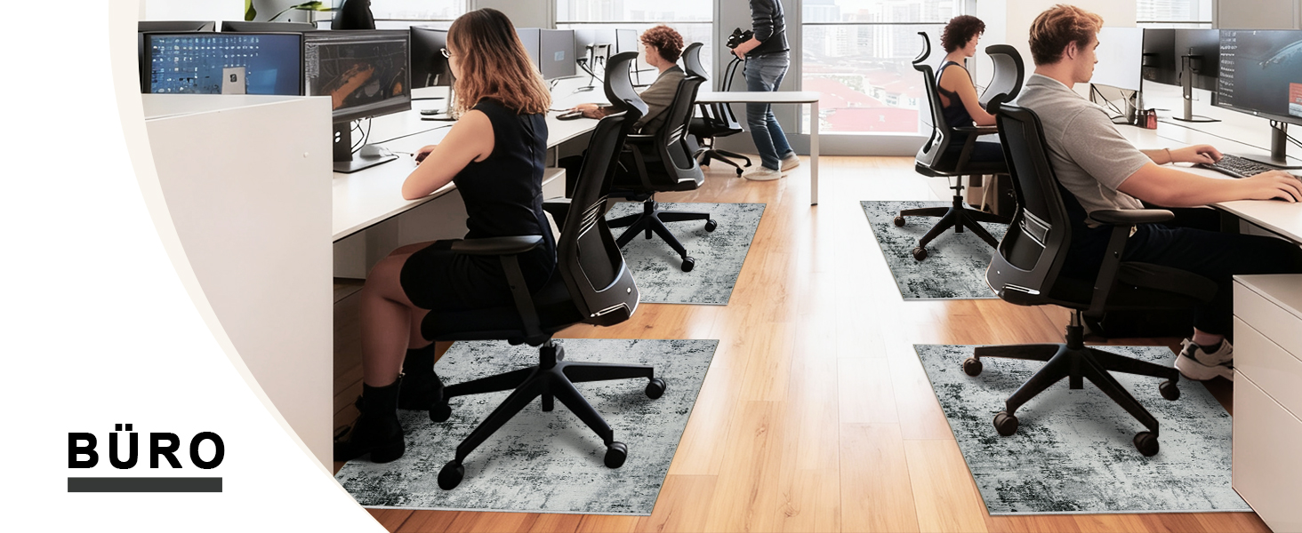 Килимок під стілець для твердої підлоги: захист від подряпин, антиковзання, 120x150 см, чорно-сірий