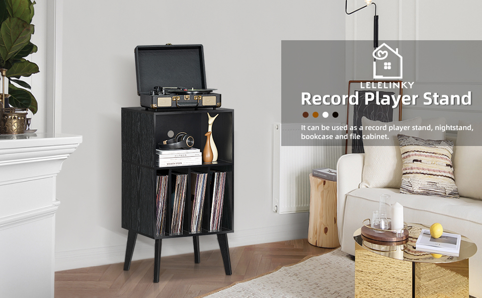 Стійка для програвача вінілу на 160 платівок, органайзер для вінілових платівок, ретро стиль, білий (чорний)