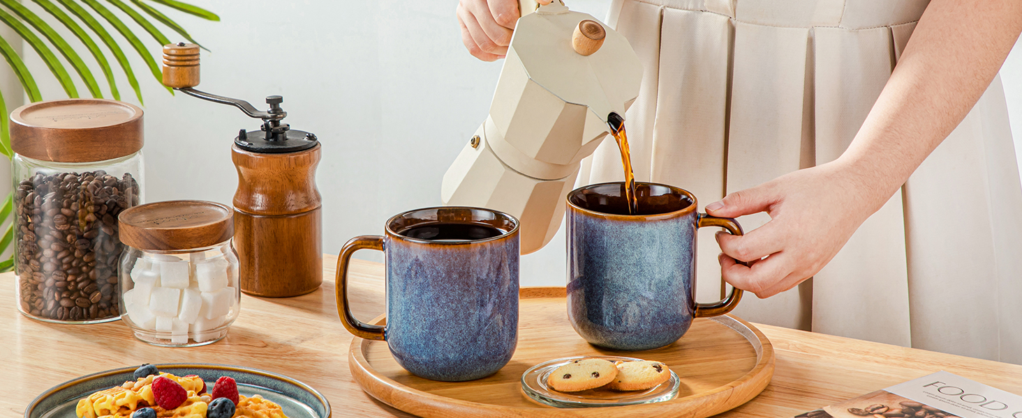 Набір посуду Vancasso Steingut 24 елементи, на 8 осіб: тарілки, салатники, миски. Серія ONION (блакитний), дизайн 