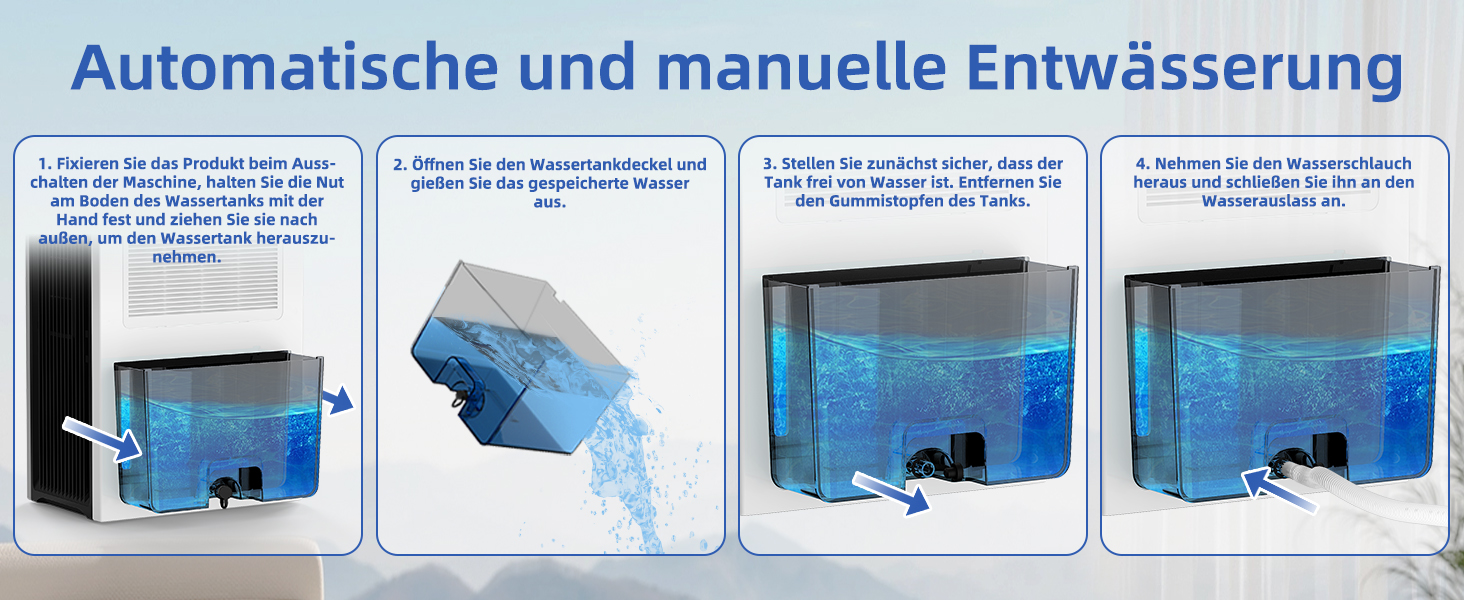 Електричний осушувач повітря 2700 мл з фільтром, тихий (28 дБ), з нічним режимом та 7 кольорами, білий