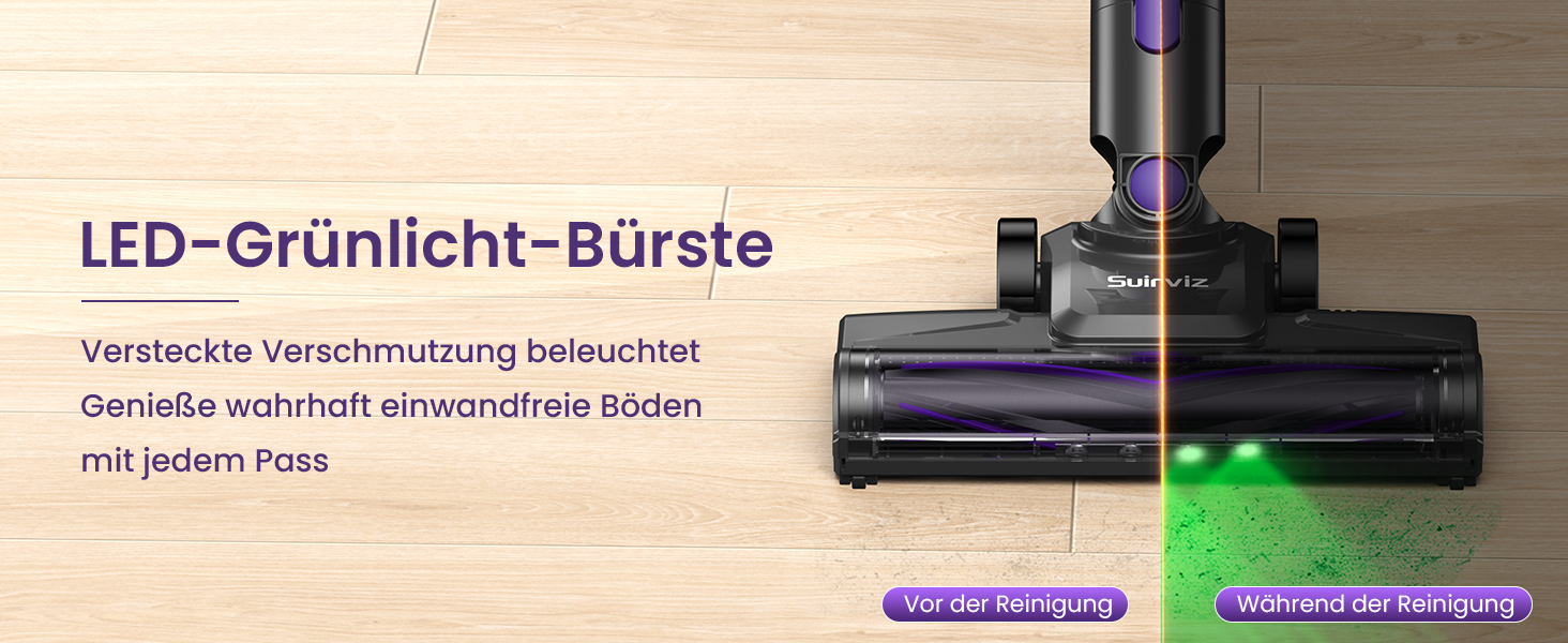 Suirviz Бездротовий акумуляторний пилосос, 40000Pa/500W/45хв, самостійна парковка, легкий, для твердих поверхонь, килимів, шерсті тварин, фіолетовий