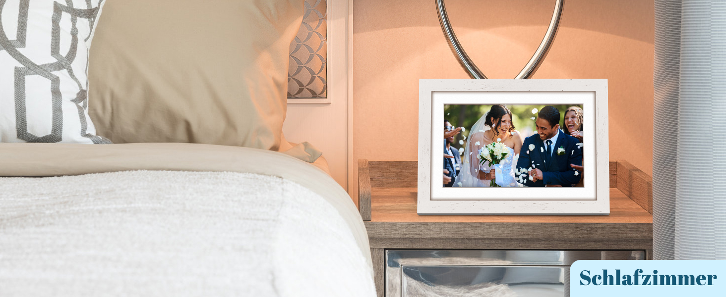 Цифровий фоторамка Eptusmey 10.1 дюймів з Wi-Fi, дуб, 32GB, IPS Touchscreen, відтворення фото/відео через Uhale APP, подарунок для чоловіків та жінок, білий