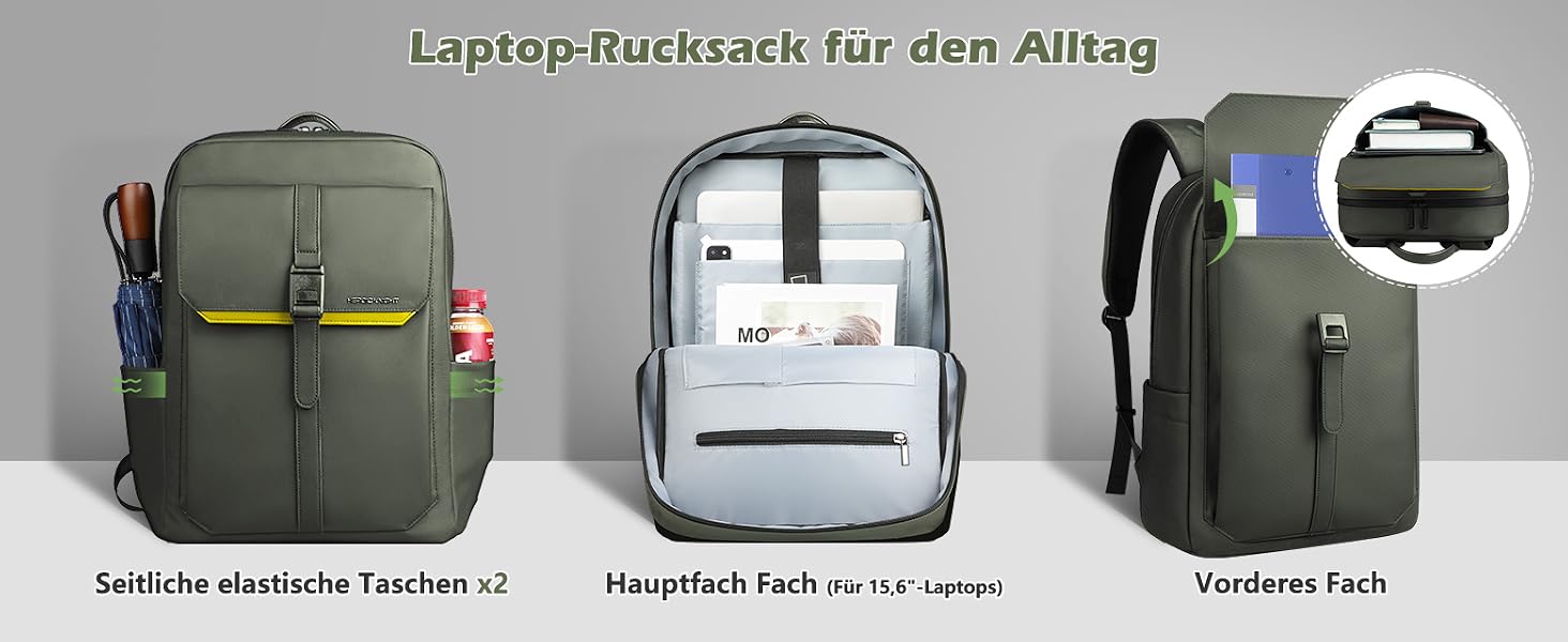 Бізнес-рюкзак для ноутбука 15.6 дюймів hk Business Rucksack, тонкий міський рюкзак для чоловіків та жінок (Зелений)