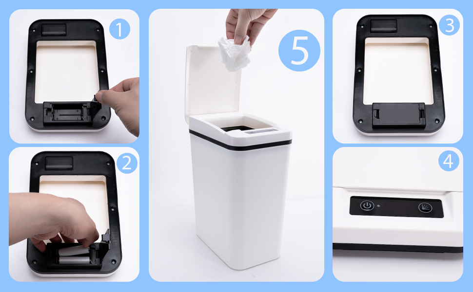 Чорний автоматичний смітник 8L з датчиком - для ванної кімнати, кухні, безшумний, сенсорний, вологостійкий