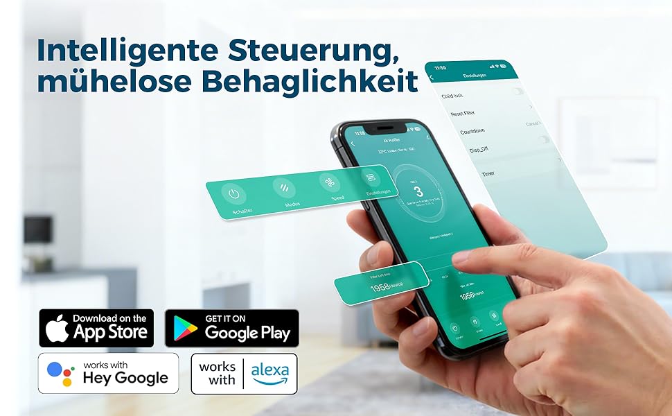 Повітряочищувач AROEVE з фільтром HEPA H13, 3-ступенева фільтрація, для спальні, 5W, 22dB, з аромадіфузором, видаляє пил, алергени, шерсть тварин, білий