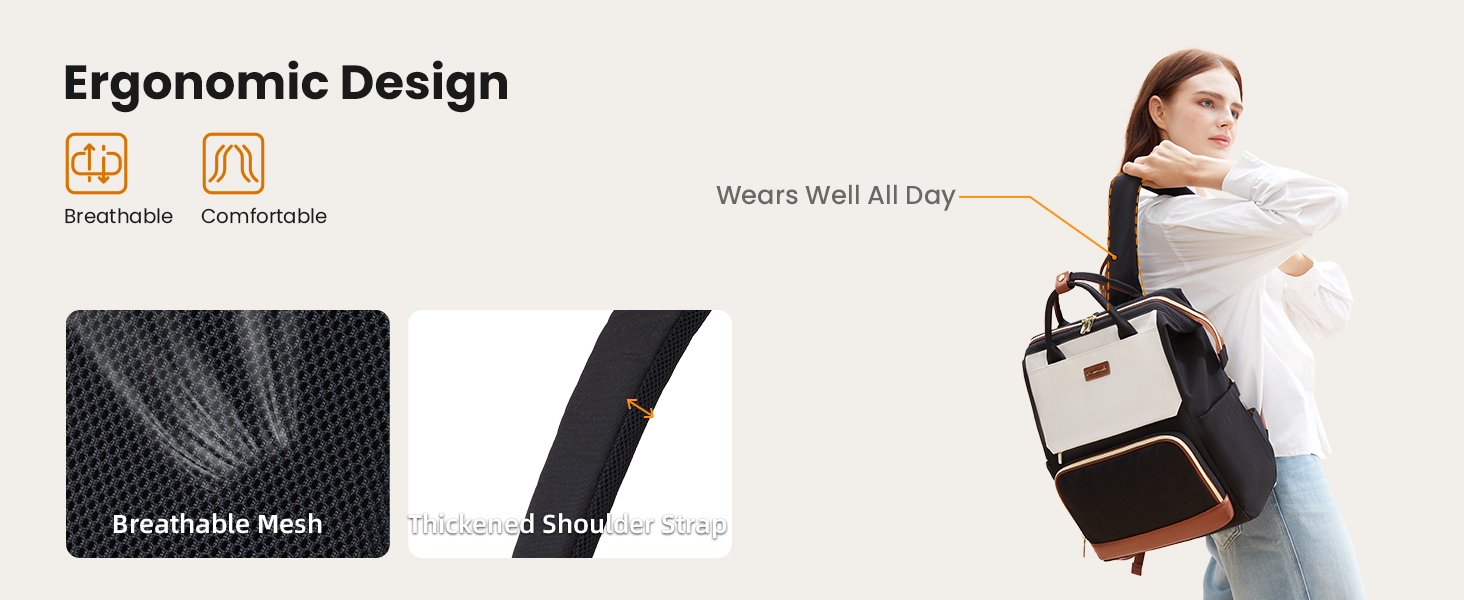 LOVEVOOK Рюкзак для жінок 15.6 дюймів, рюкзак для школи, підлітки, велика кишеня для пляшки, елегантний рюкзак для подорожей, сумка для навчання, універсальна шкільна сумка, водонепроникний рюкзак для роботи, подорожей, навчання, 15.6 дюймів, бежевий, чорний, коричневий