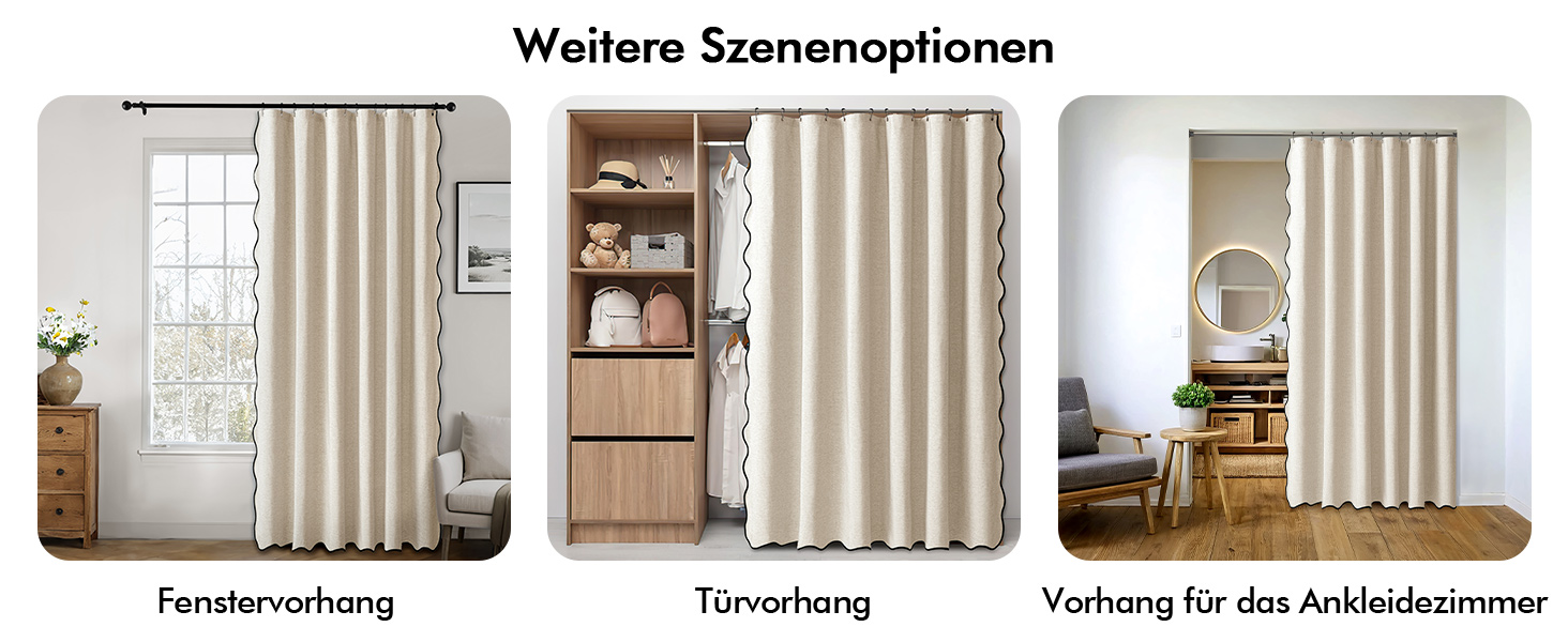 Шторка для душу MIULEE 120x200 см, льонова текстура, бежева, з чорною окантовкою, водонепроникна, антигрибкова, з 8 кільцями, для ванної кімнати