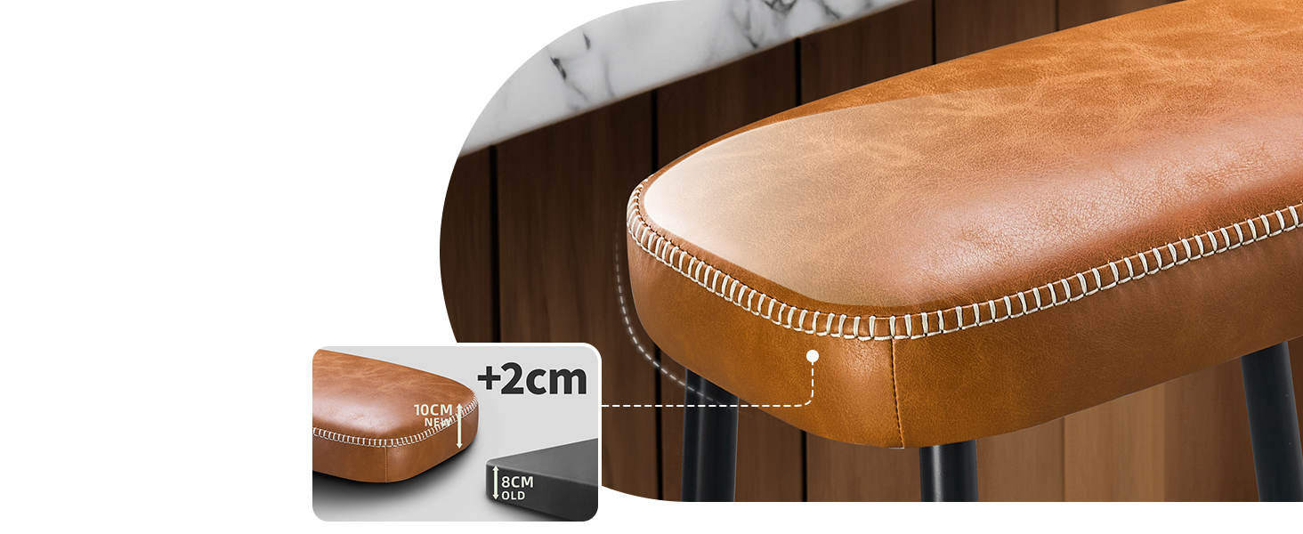 Набір з 2 барних стільців з мікрофібри, ретро дизайн, висота 62.5 см, без спинки, сірий (коричнева шкіра)