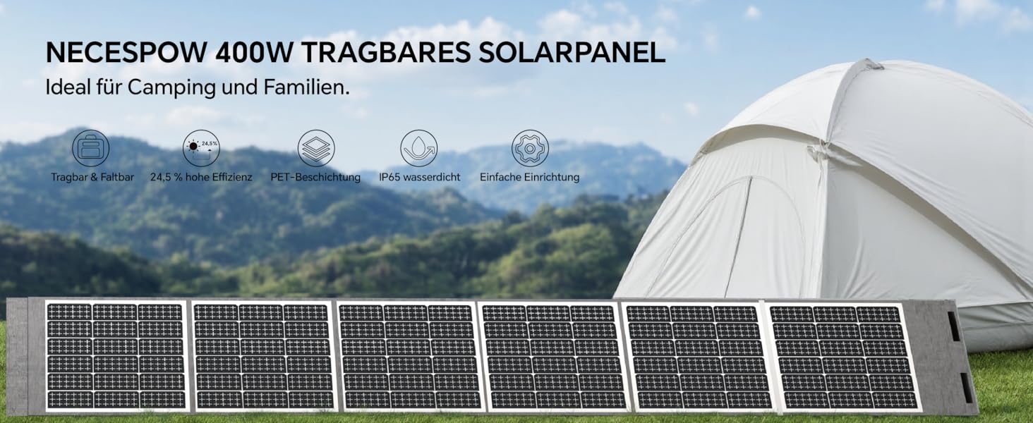 Портативна електростанція NECESPOW 700W (пікова 1400W) 483.84Wh з 3 розетками AC, LiFePO4 акумулятор, чиста синусоїда, USB-C PD100W, сонячний генератор для кемпінгу, дому, CPAP (S2400+400W)