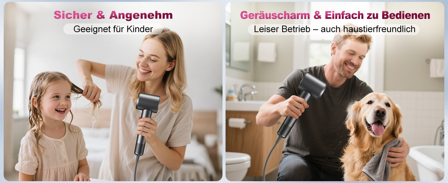 Професійний фен для волосся 1600W з безщітковим двигуном 110,000 об/хв, 200 млн іонів та дифузором, компактний дорожній фен, сірий