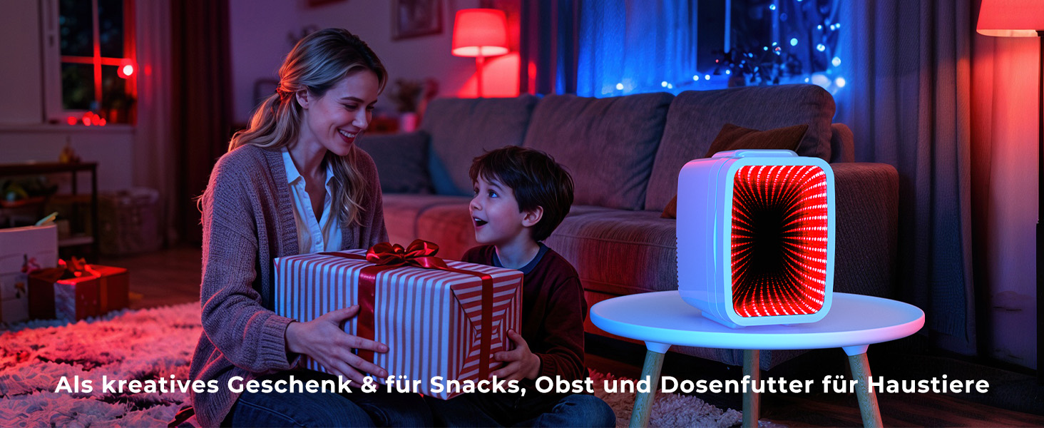 Міні-холодильник BEICHEN 4Л з RGB-підсвіткою, 2в1 (охолодження та підігрів) для напоїв, косметики та геймінгу, 220В/12В, білий