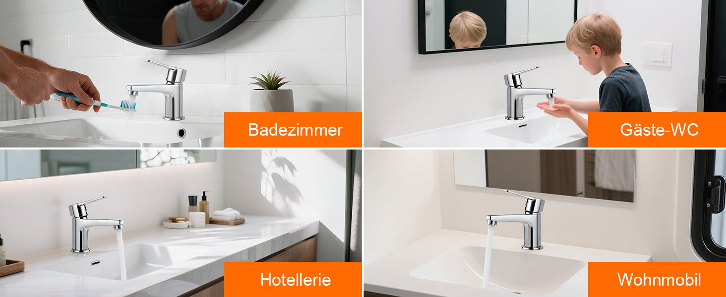 Ibergrif - Змішувач для ванної кімнати з одним важелем, хром. Змішувач для раковини з водозберігаючою функцією, анти-відбитки пальців, легка установка, модель M11057. Без функції холодного старту.