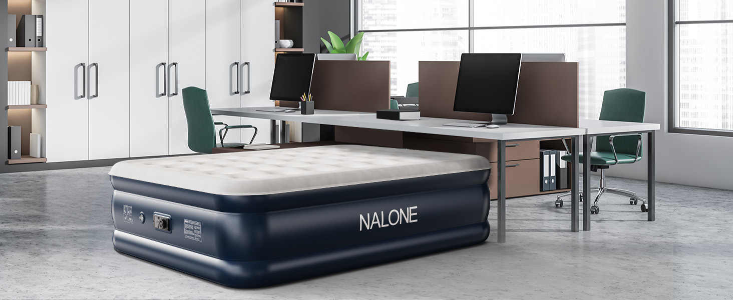 Надувний матрац NALONE для 2 осіб з самонадуваємою системою та вбудованим насосом, для кемпінгу та дому (Queen Size)