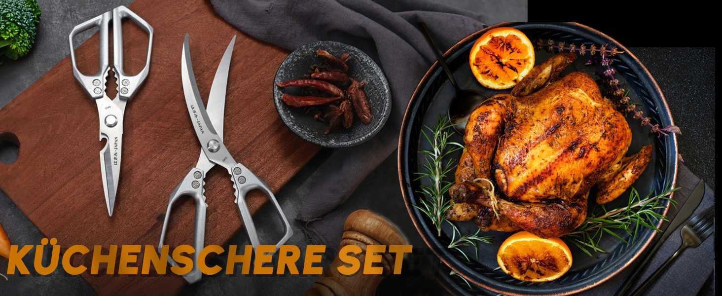 Набір кухонних ножиць Dream Reach Silver: кухонні, для птиці та кісток, нержавіюча сталь, багатофункціональні, миються в посудомийній машині