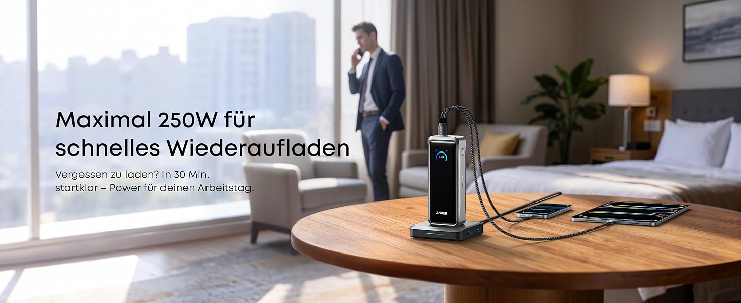 Power Bank Anker Prime 26250mAh: 3 порти, 300W, швидка зарядка, TSA-сертифікований, керування через додаток, для MacBook, iPhone та інших пристроїв