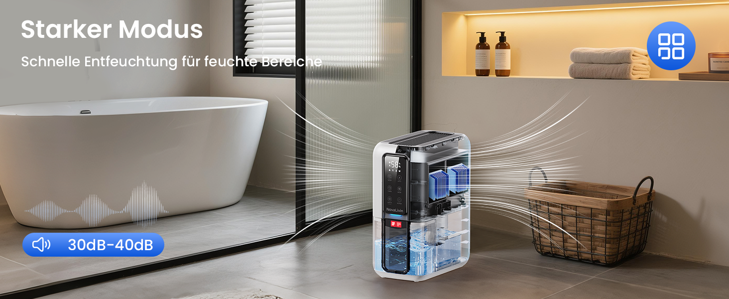 Електричний осушувач повітря з 2L баком та контролем вологості - тихий, для ванної кімнати, шафи. Білий та чорний кольори