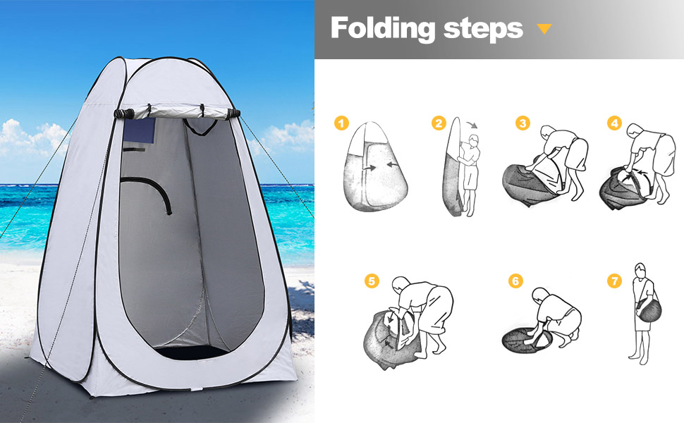 Намет-роздягальня Pop-Up для туалету, сірий, 150x150x190 см. Розкладний намет для туалету, душу, пляжу, риболовлі, кемпінгу. Водонепроникний, з UV-захистом, з сумкою для перенесення