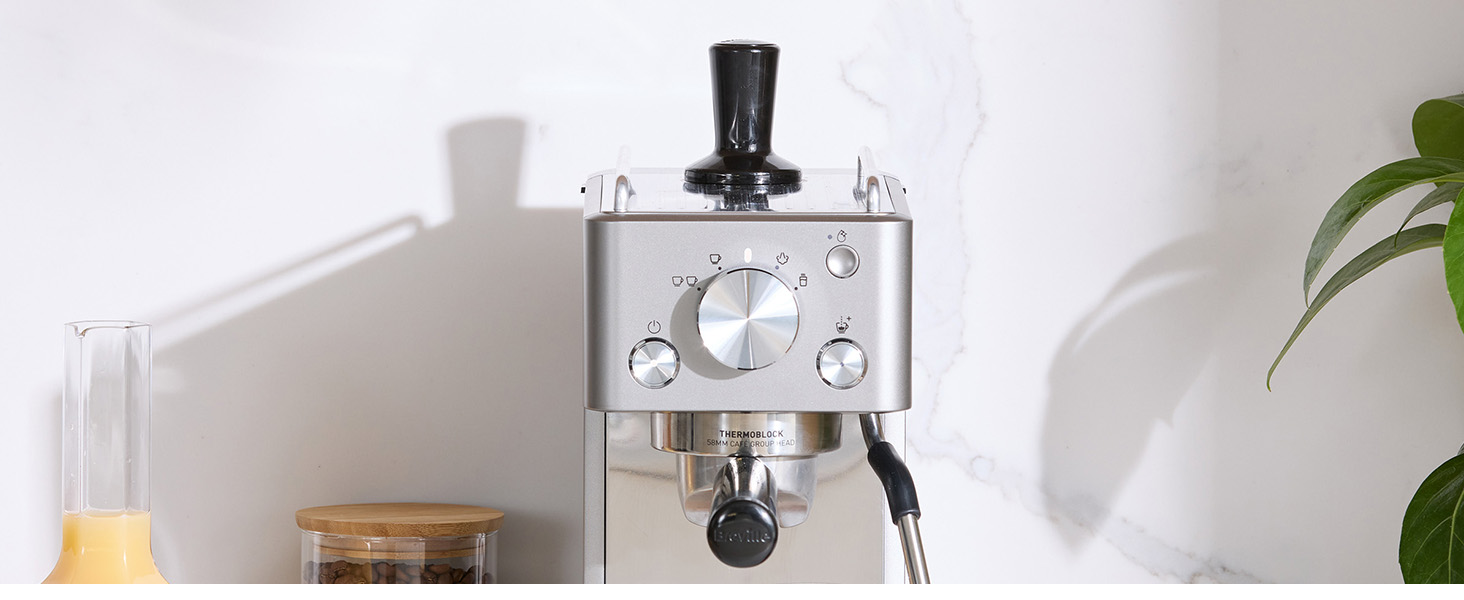 Кавомашина Breville Barista Slim VCF185X с молоковідбійником, 15 бар, срібляста - для капучино та лате