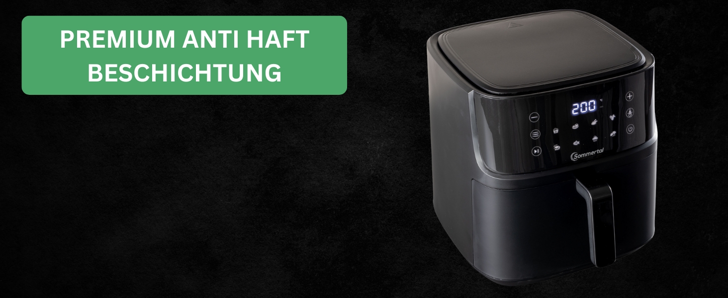 Аерофритюрниця з подвійною камерою Sommertal HF DUAL 900, 9 л, 2850 Вт, з функцією сушіння, сенсорним дисплеєм та 6 програмами, BPA-free