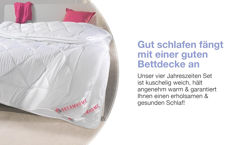 Ковдра DreamHome 135x200 см на 4 сезони - Оeko-Tex сертифікована, адаптована стегальна ковдра 135x200 см - літня та зимова ковдра - ковдра на всі сезони