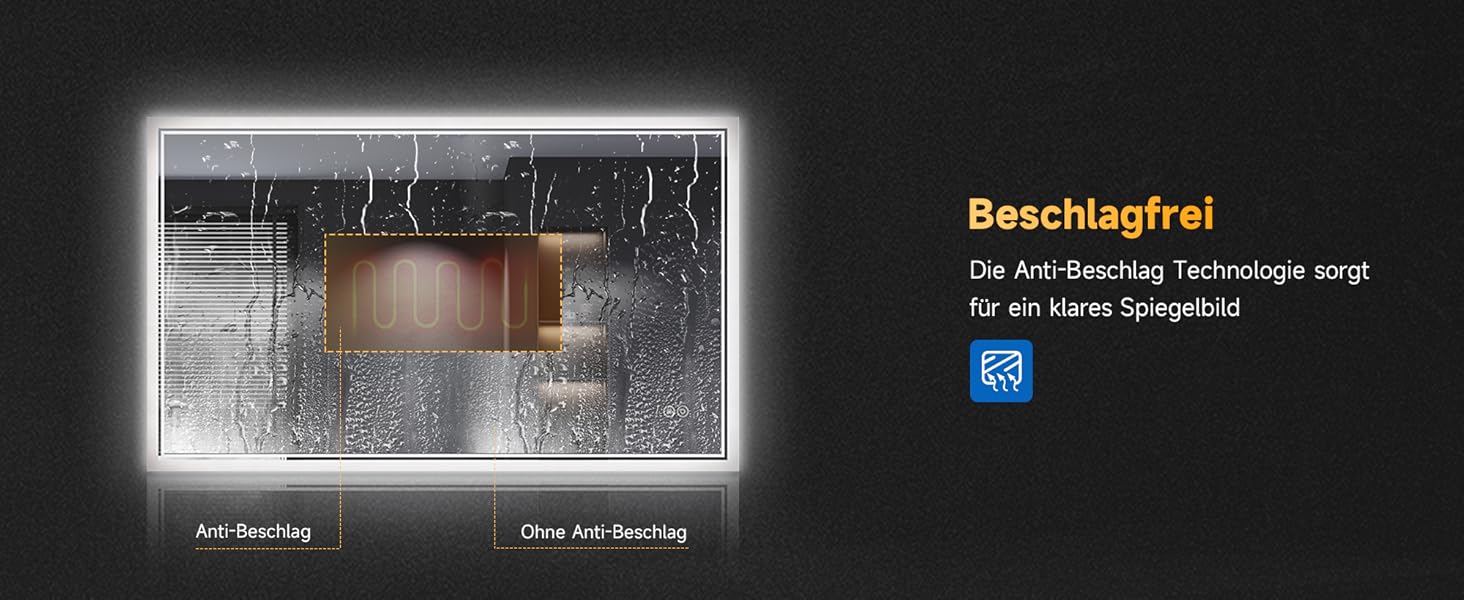 Дзеркало для ванної кімнати SONNI з підсвічуванням 80x60 см, 3 кольори світла, проти запотівання, LED, сенсорна кнопка, годинник, температура, 3-кратне збільшення