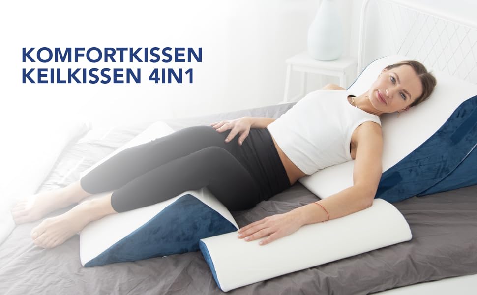 Набір подушок Keilkissen 4 шт. | Ергономічний набір подушок 12 в 1 з знімним та пральним чохлом для сну та читання