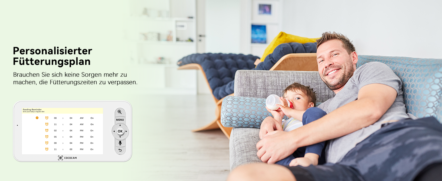 Відеоняня COCOCAM 2K 4MP з камерою та монітором 5 дюймів, Wi-Fi 2.4/5GHz, ШІ-розпізнавання, датчик перекриття обличчя та сну на животі, автотрекінг, ІК нічний зір